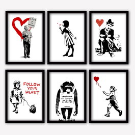 Wallity Conjunto de 6 Pinturas Decorativas enmarcadas en MDF